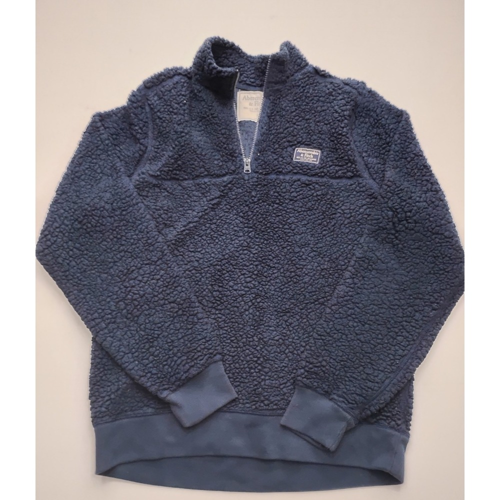 Abercrombie & fitch High Pile‎ Sherpa 1/4 zip  pullover navy womens size Large
